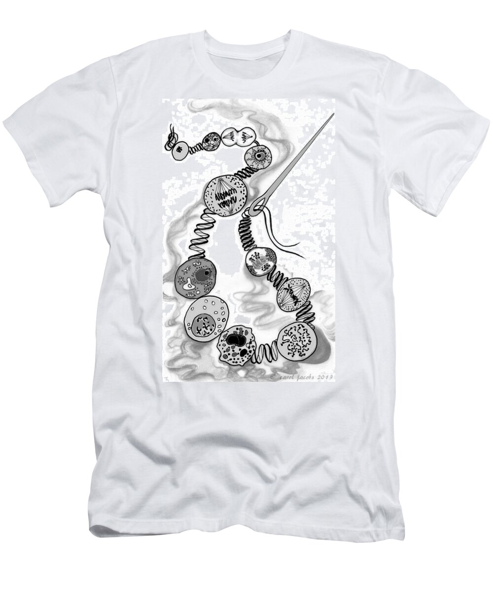 Biology T-Shirt featuring the digital art Beads of Life by Carol Jacobs