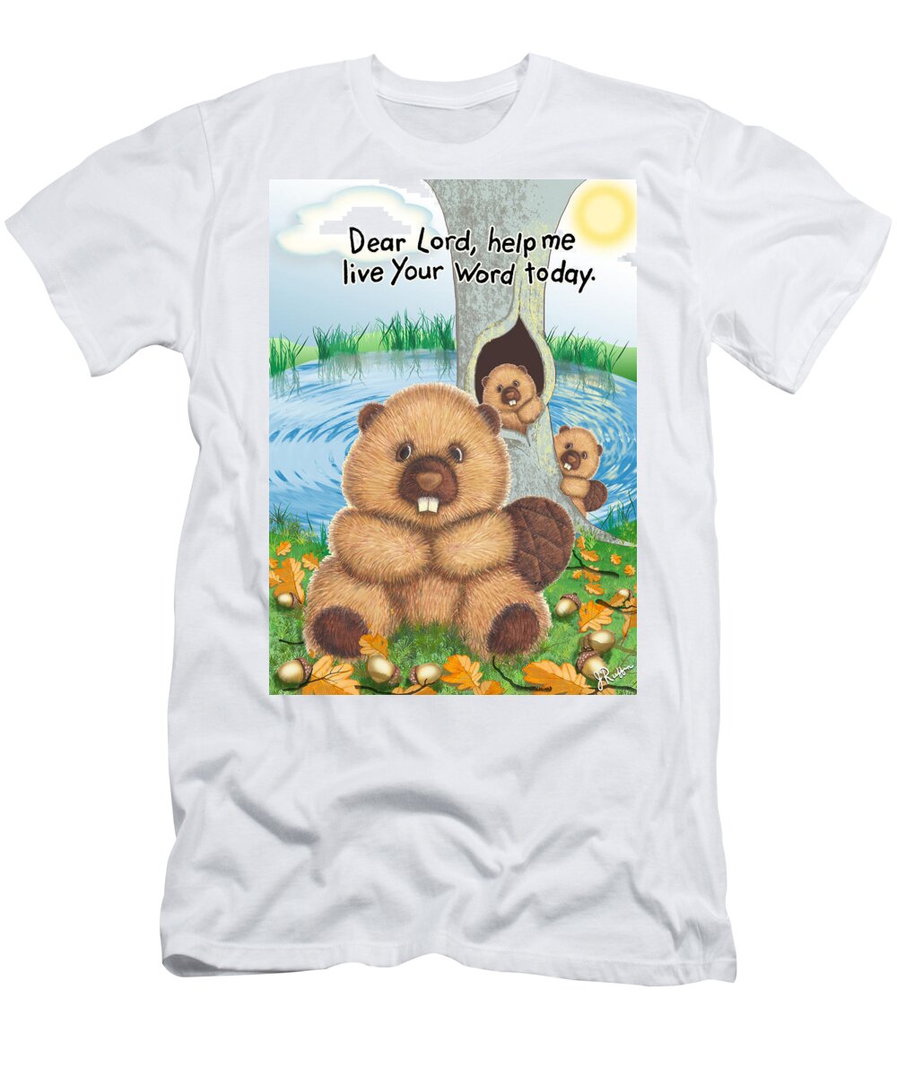 Beaver T-Shirt featuring the digital art Beaver by Jerry Ruffin