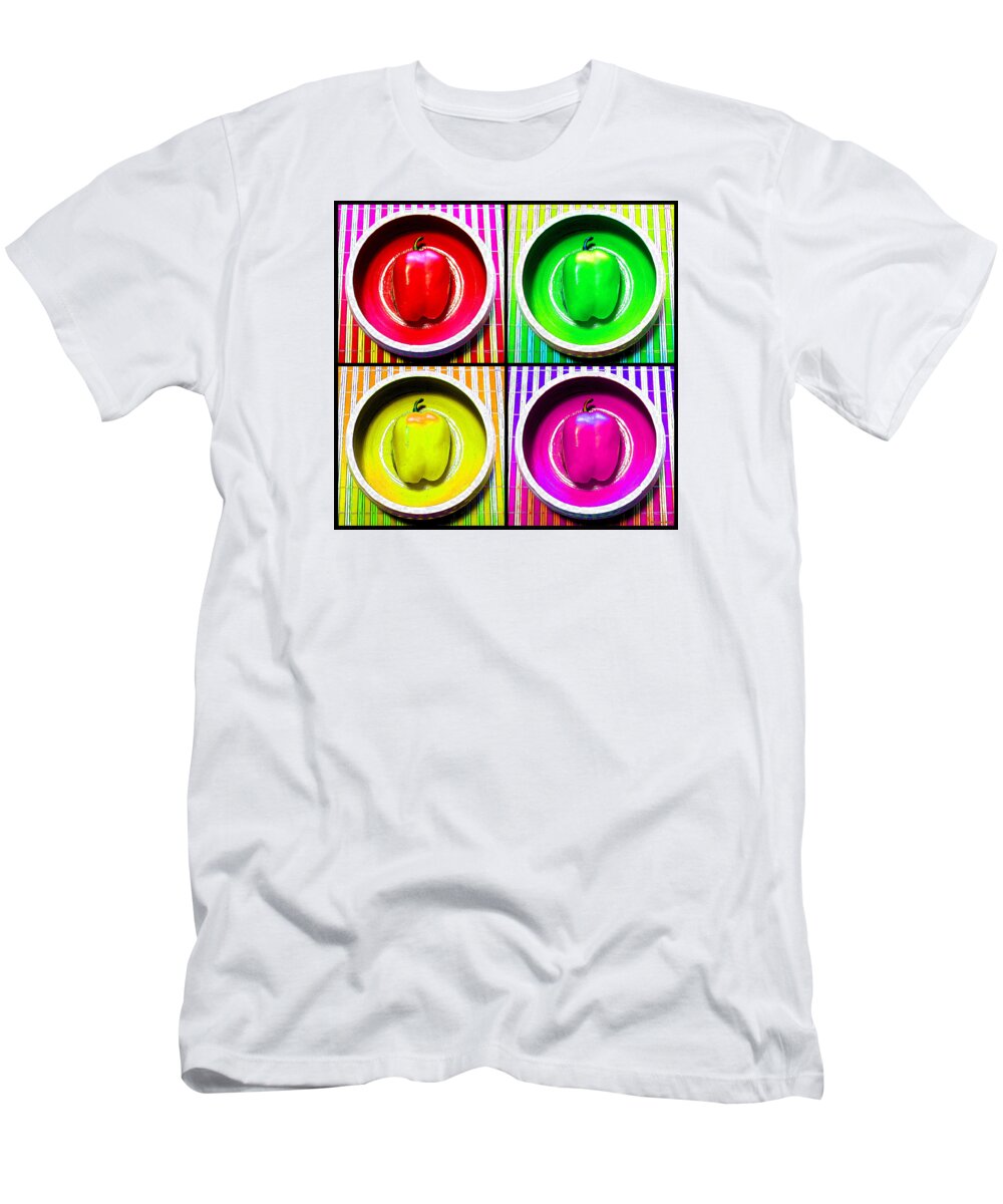Pepper T-Shirt featuring the photograph Bell Pepper Rainbow by Shawna Rowe