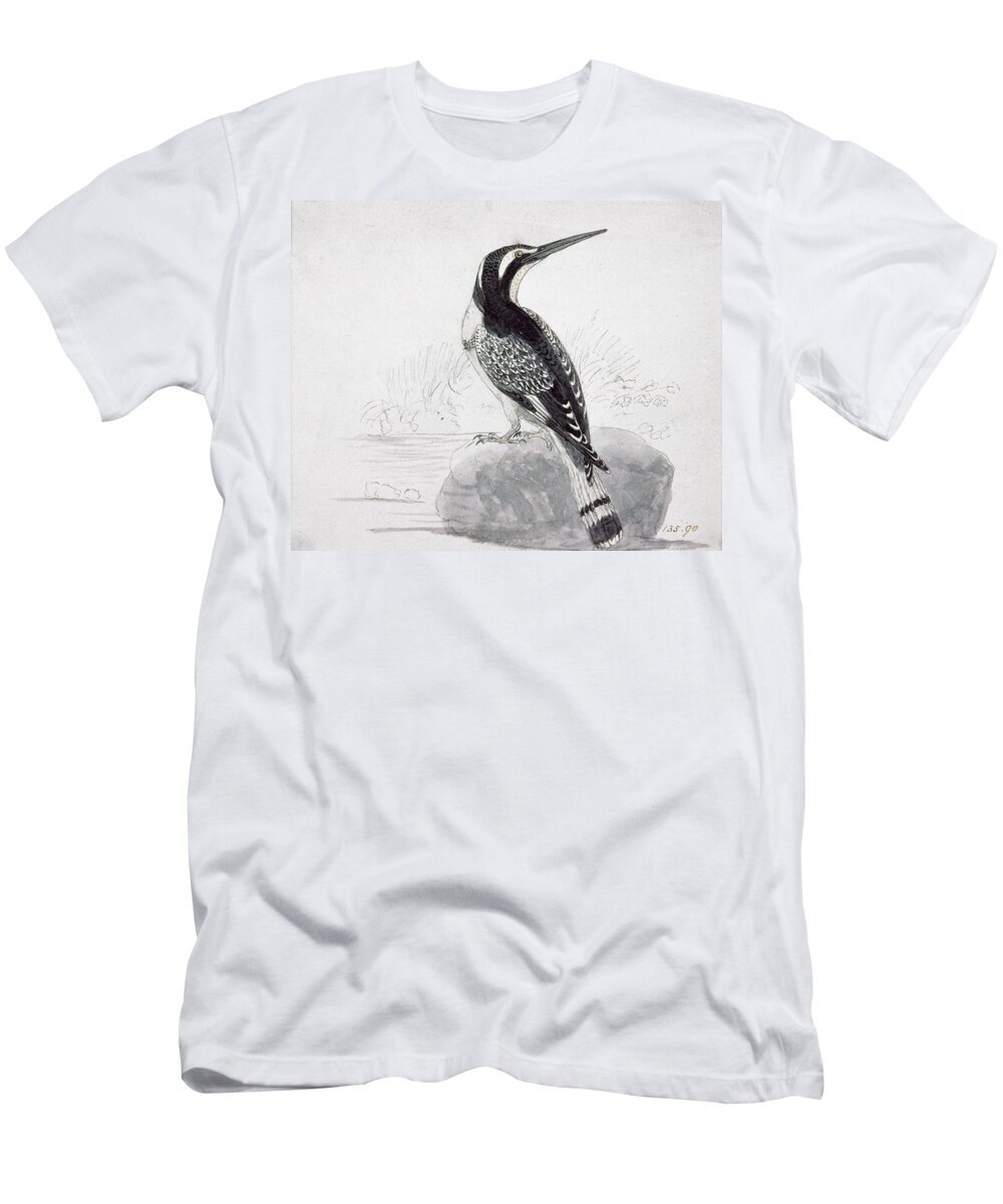 Bird T-Shirt featuring the painting Black And White Kingfisher by Thomas Bewick
