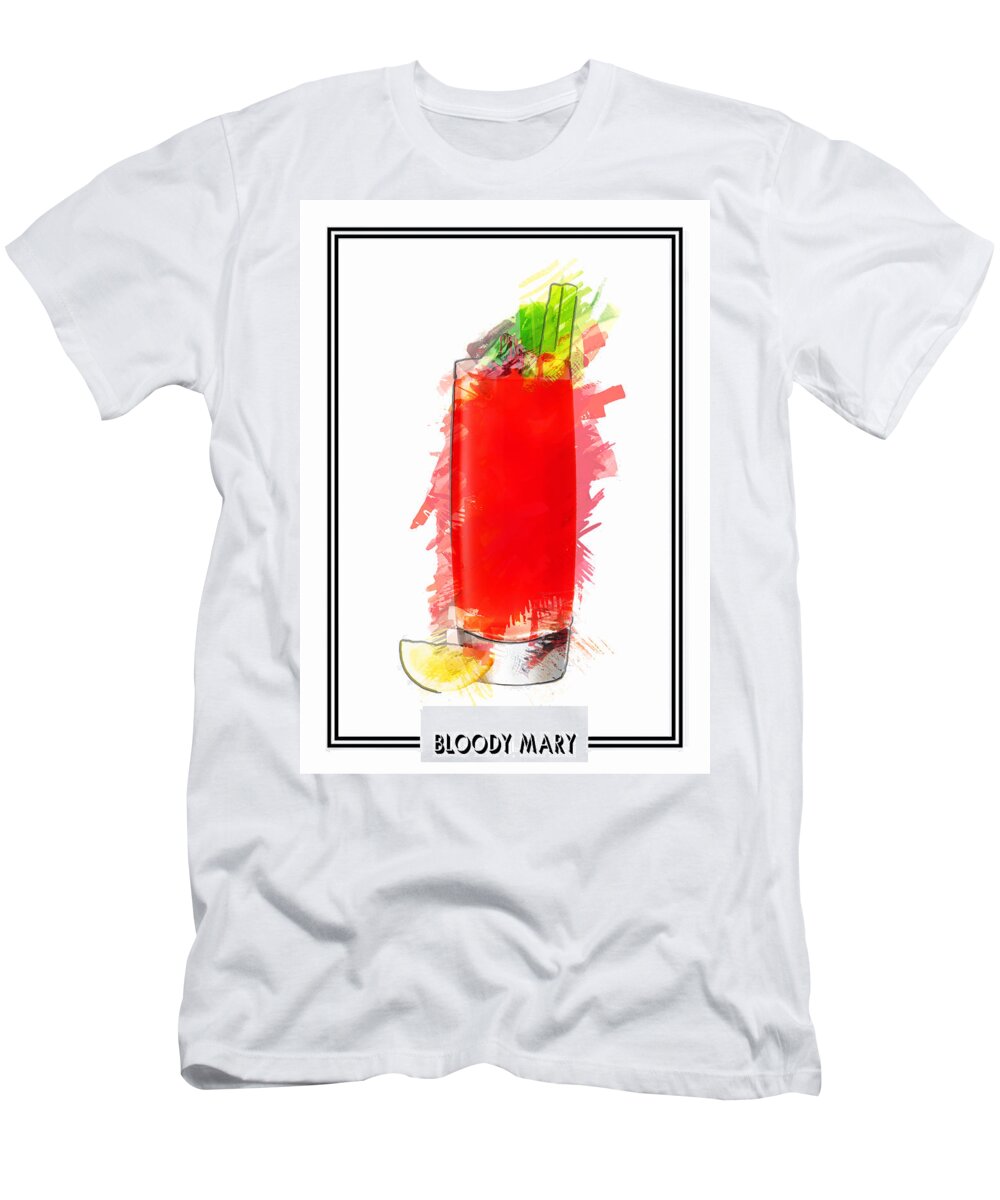 Drink T-Shirt featuring the painting Bloody Mary Cocktail Marker Sketch by Elaine Plesser