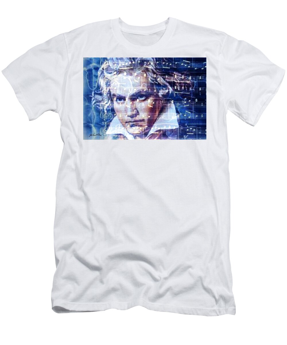 Classical Music T-Shirt featuring the digital art Blue Beethoven by John Vincent Palozzi