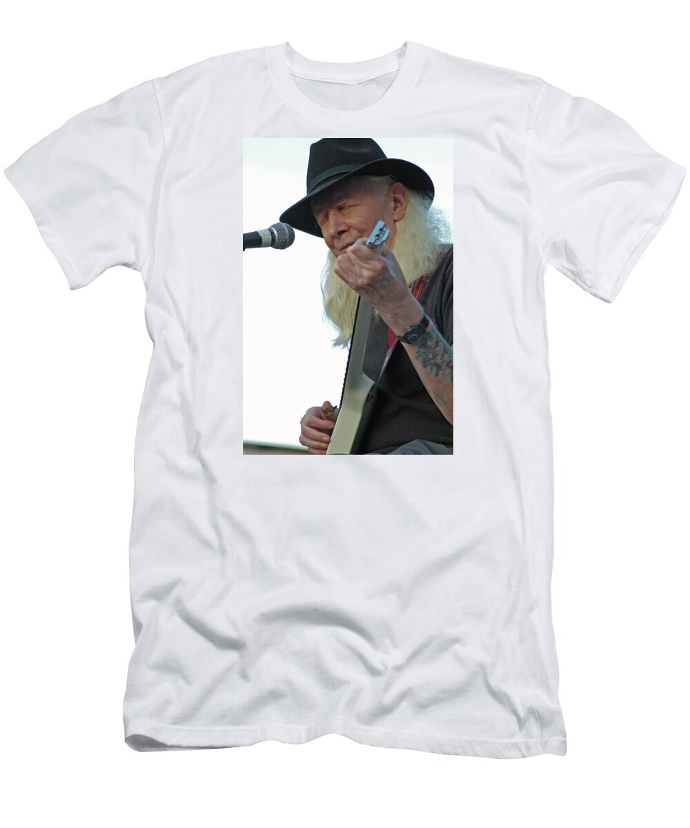 Blues T-Shirt featuring the photograph Bluesman Johnny Winter by Mike Martin