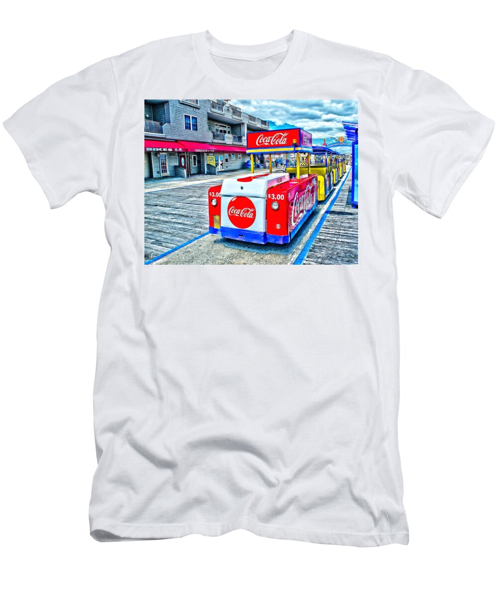 Tram T-Shirt featuring the photograph Boardwalk Tram by Nick Zelinsky Jr