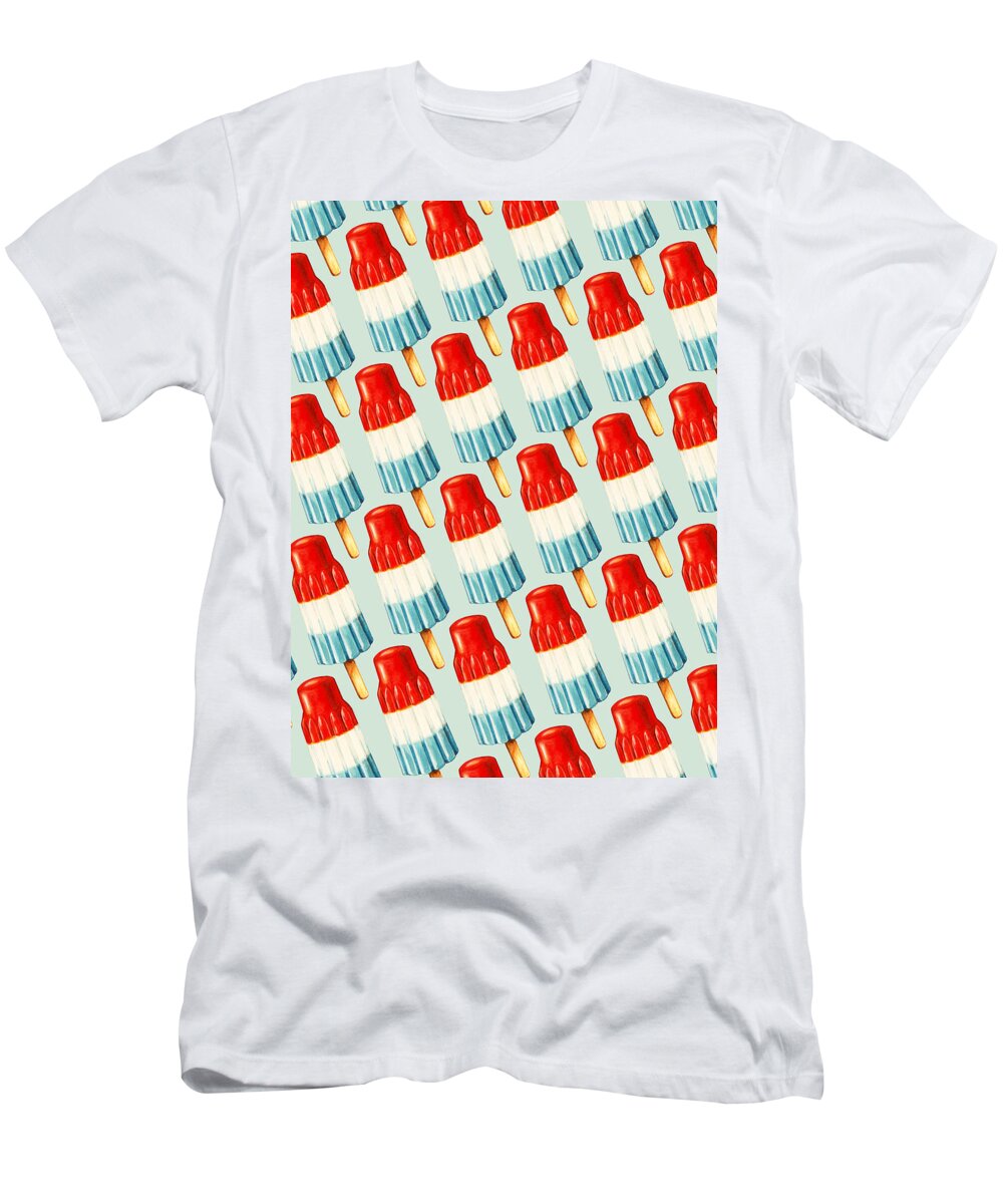 Popsicle T-Shirt featuring the painting Bomb Pop Pattern by Kelly Gilleran