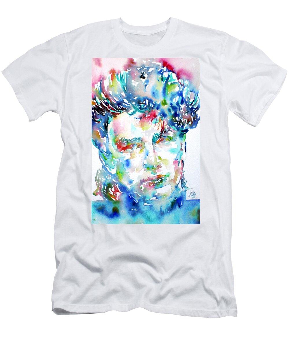 Bono T-Shirt featuring the painting Bono Watercolor Portrait.1 by Fabrizio Cassetta