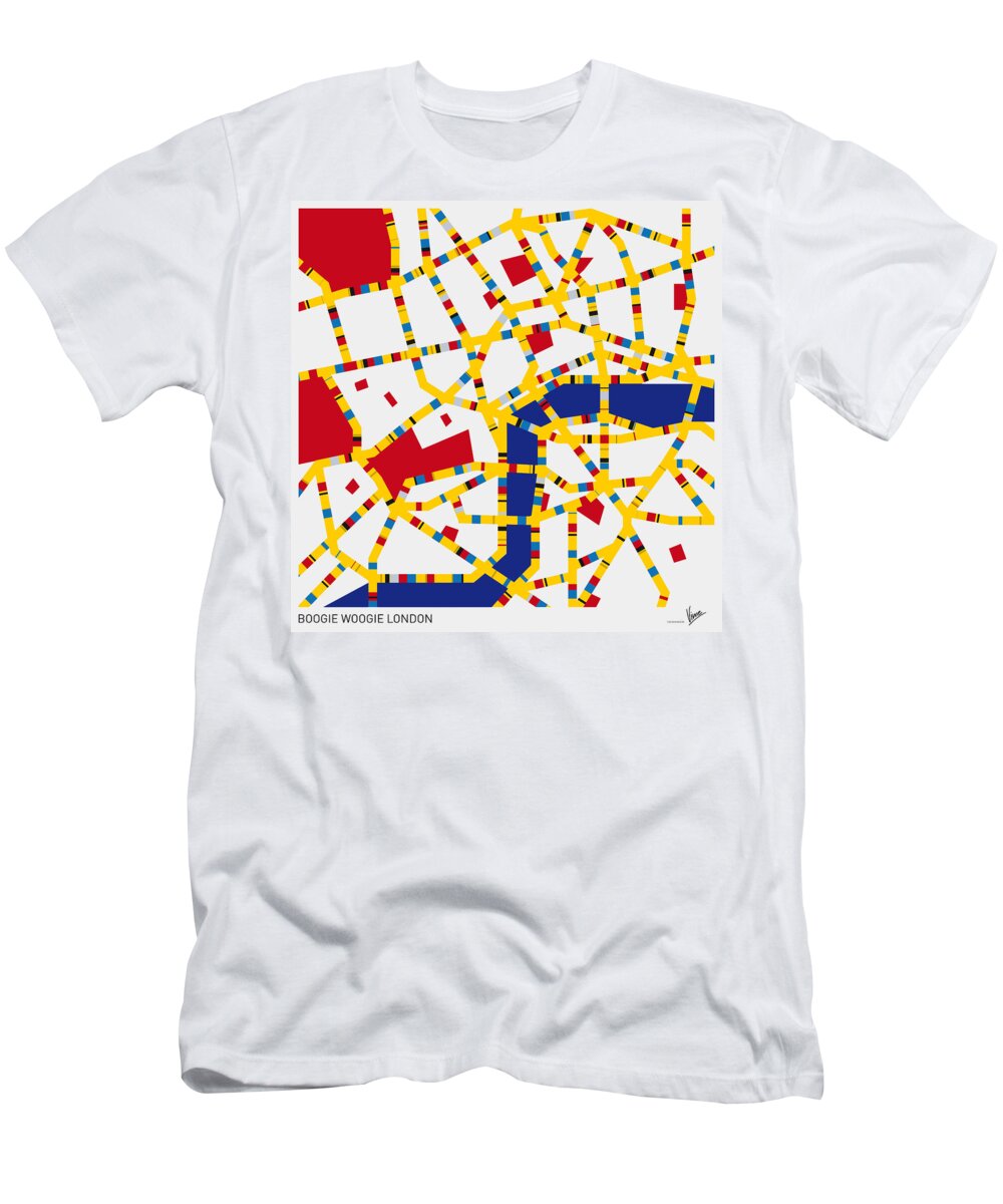 Minimal T-Shirt featuring the digital art Boogie Woogie London by Chungkong Art