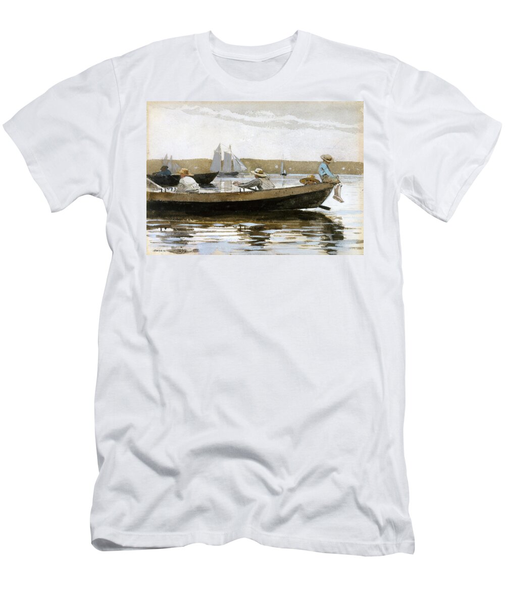 Winslow Homer T-Shirt featuring the drawing Boys in a Dory by Winslow Homer