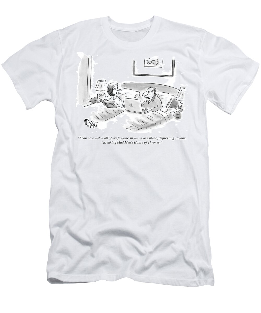 Cartoon T-Shirt featuring the drawing Breaking Mad Men's House Of Thrones by Christopher Weyant