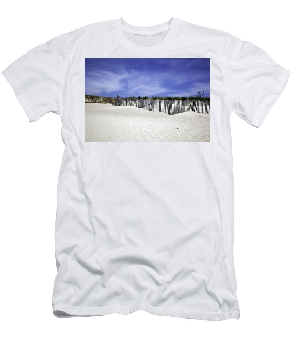 Beach T-Shirt featuring the photograph Bridgehampton Beach - Fences by Madeline Ellis