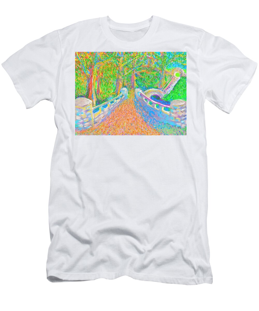 Bridges T-Shirt featuring the painting Bridges by Hidden Mountain