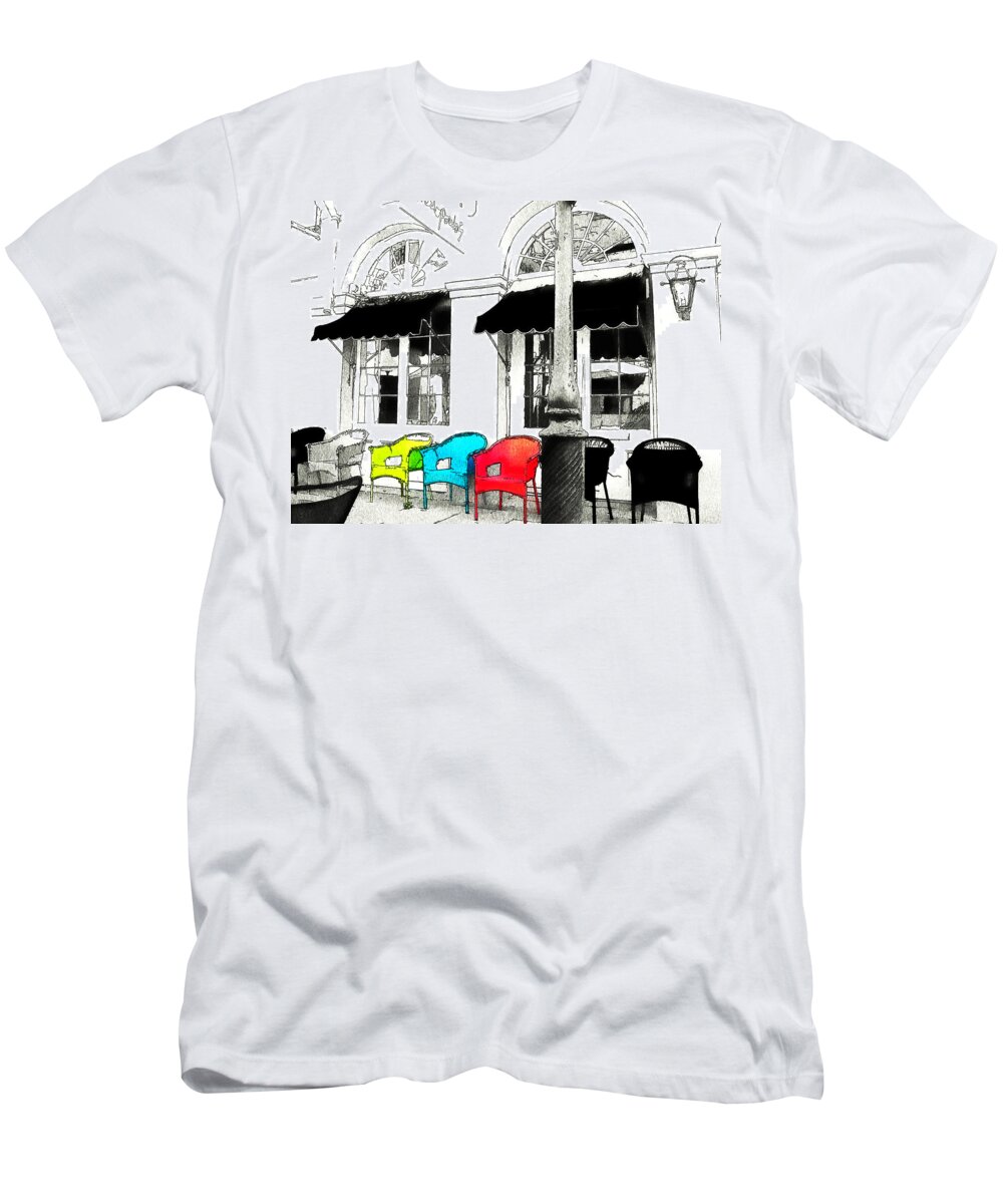 Bistro T-Shirt featuring the photograph Bright Bistro by Kathy Bassett
