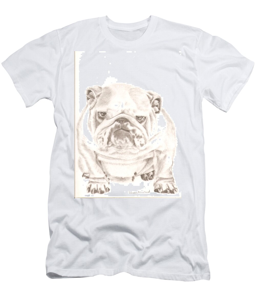 Sandra Muirhead T-Shirt featuring the drawing British bulldog winnie by Sandra Muirhead