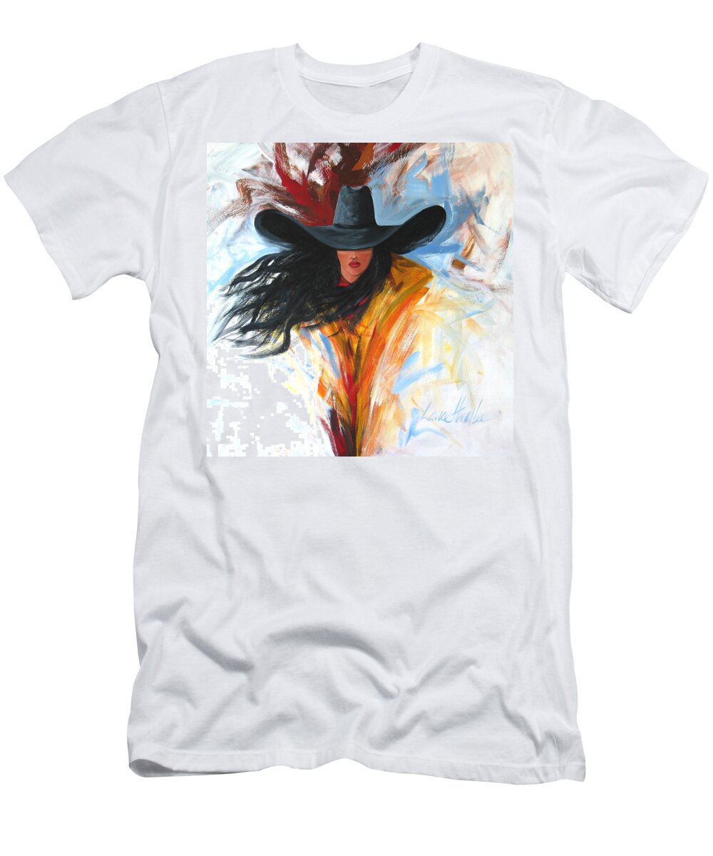 Cowgirl T-Shirt featuring the painting Brushstroke Cowgirl by Lance Headlee
