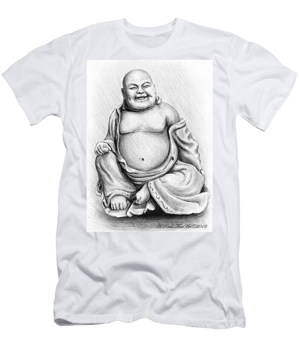 Buddha T-Shirt featuring the drawing Buddha Buddy by Andrew Read