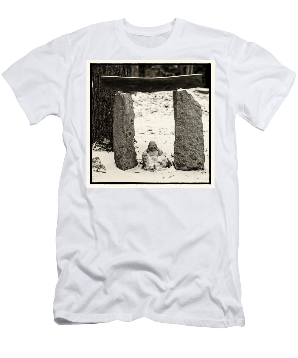 Buddha T-Shirt featuring the photograph Buddha in Snow by Steven Ralser