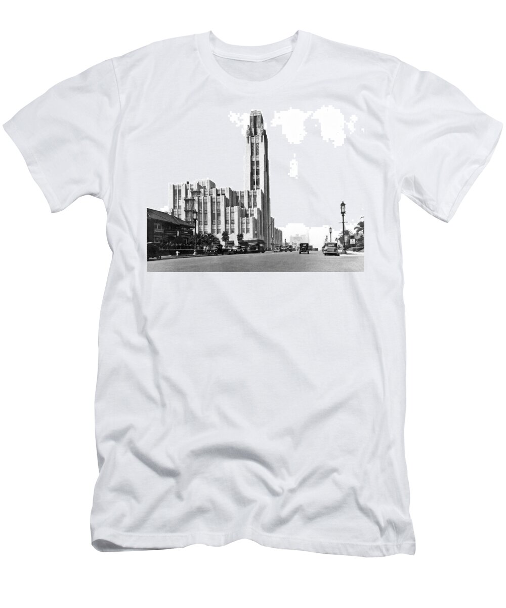 1920's T-Shirt featuring the photograph Bullock's On Wilshire Blvd by Underwood Archives