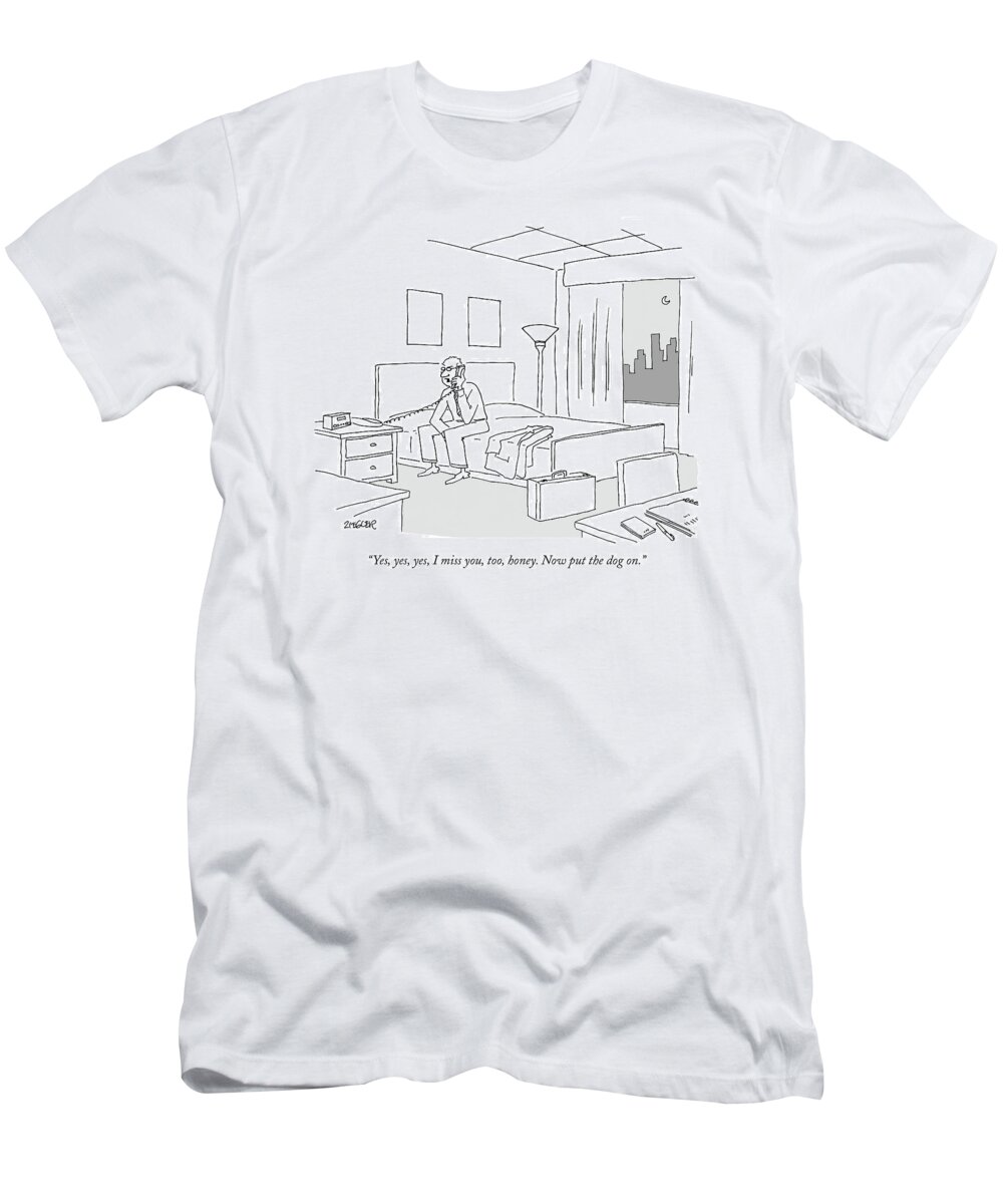 Businessman Sitting On A Bed In Hotel Room T-Shirt for Sale by Jack Ziegler
