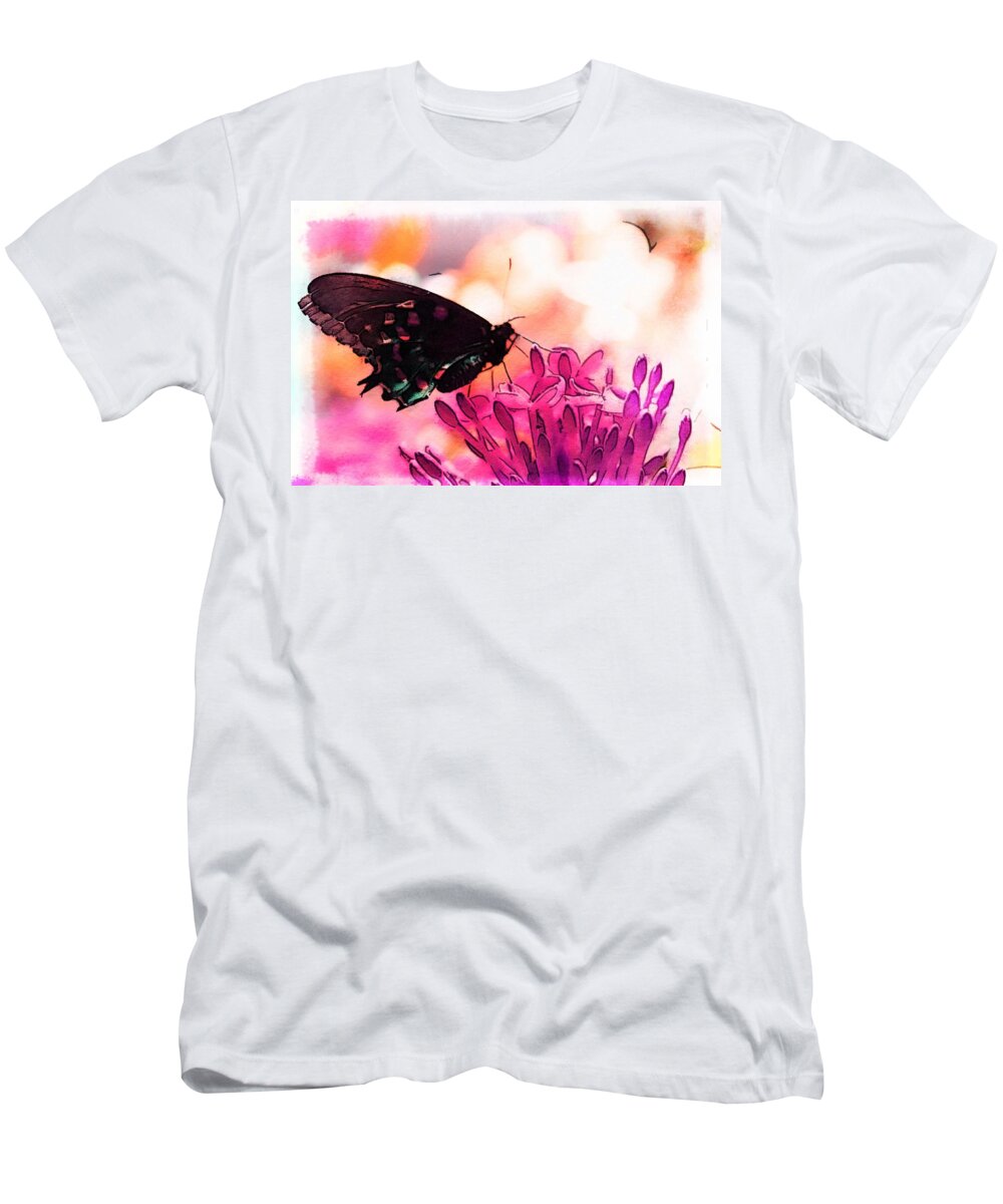 Butterfly T-Shirt featuring the painting Breathing Into the Sunlight by Marianna Mills