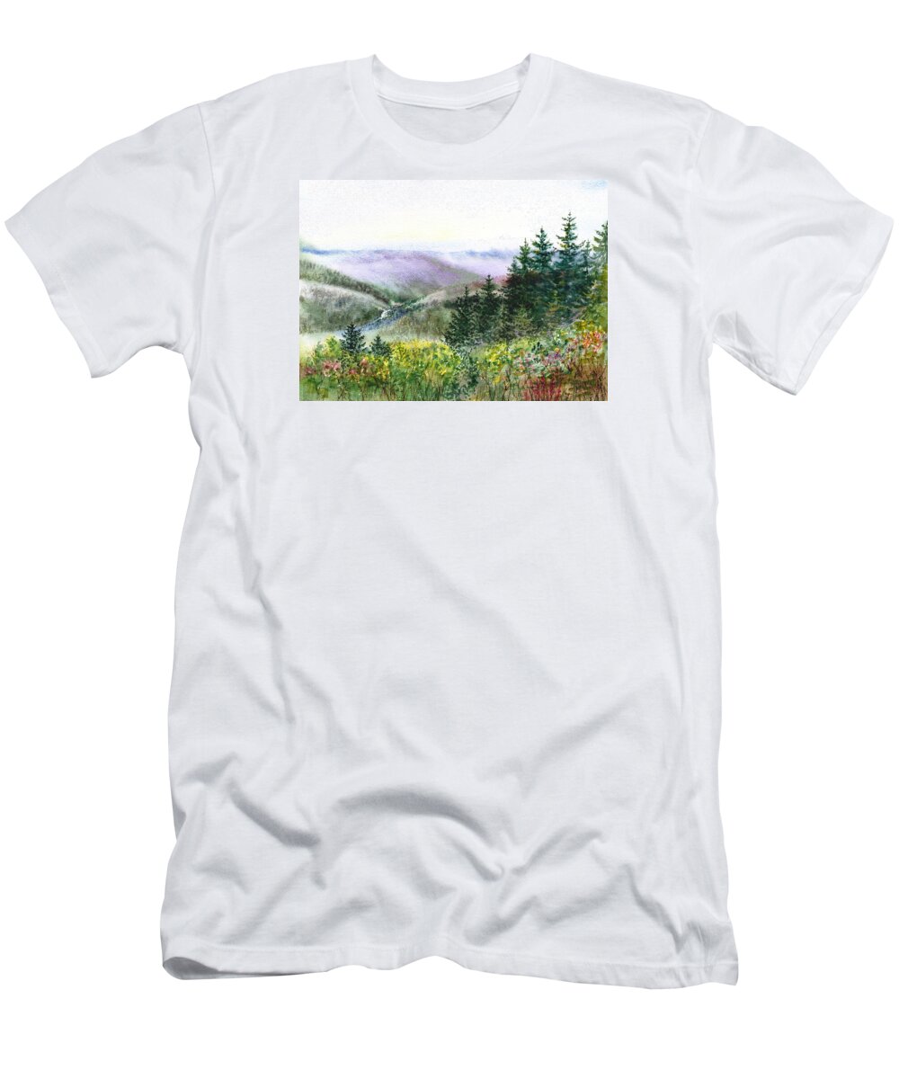 Gorgeous Landscape T-Shirt featuring the painting Redwood Creek National Park by Irina Sztukowski