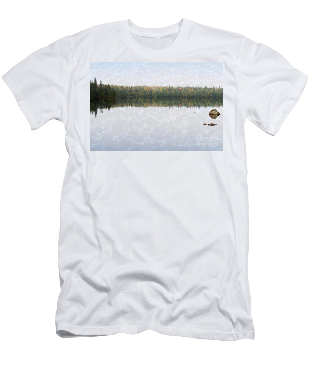 Lake T-Shirt featuring the photograph Calm lake on North Shore of Lake Superior by Les Palenik