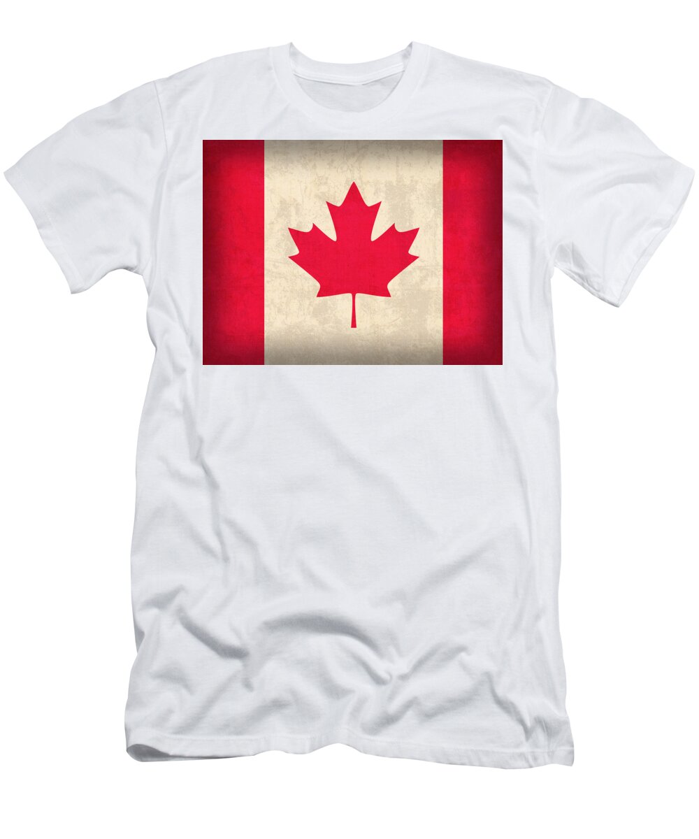 Canada T-Shirt featuring the mixed media Canada Flag Vintage Distressed Finish by Design Turnpike