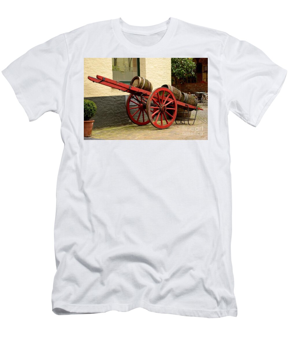 Cart T-Shirt featuring the photograph Cart loaded with wood beer barrels by Imran Ahmed