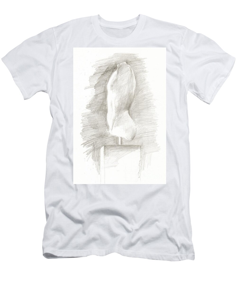 Torso T-Shirt featuring the drawing Ancient sculpture torso study by Karina Plachetka