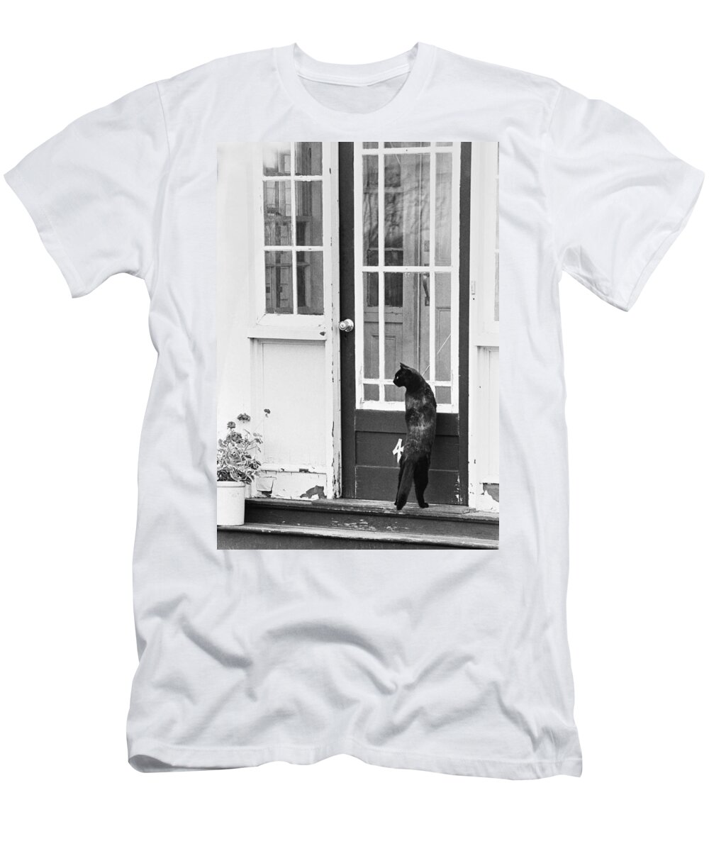 Animal T-Shirt featuring the photograph Cat At The Front Door by Ulrike Welsch