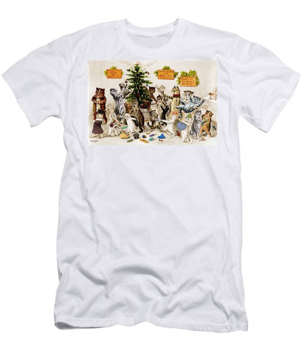 History T-Shirt featuring the photograph Cats Decorating Christmas Tree 1906 by Photo Researchers