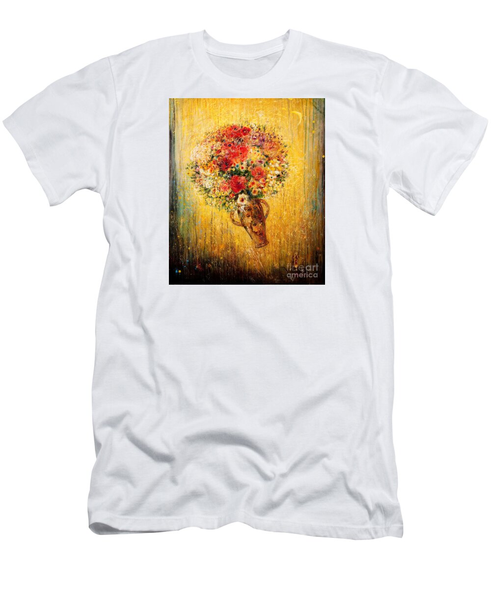 Flower T-Shirt featuring the mixed media Celebration II by Shijun Munns
