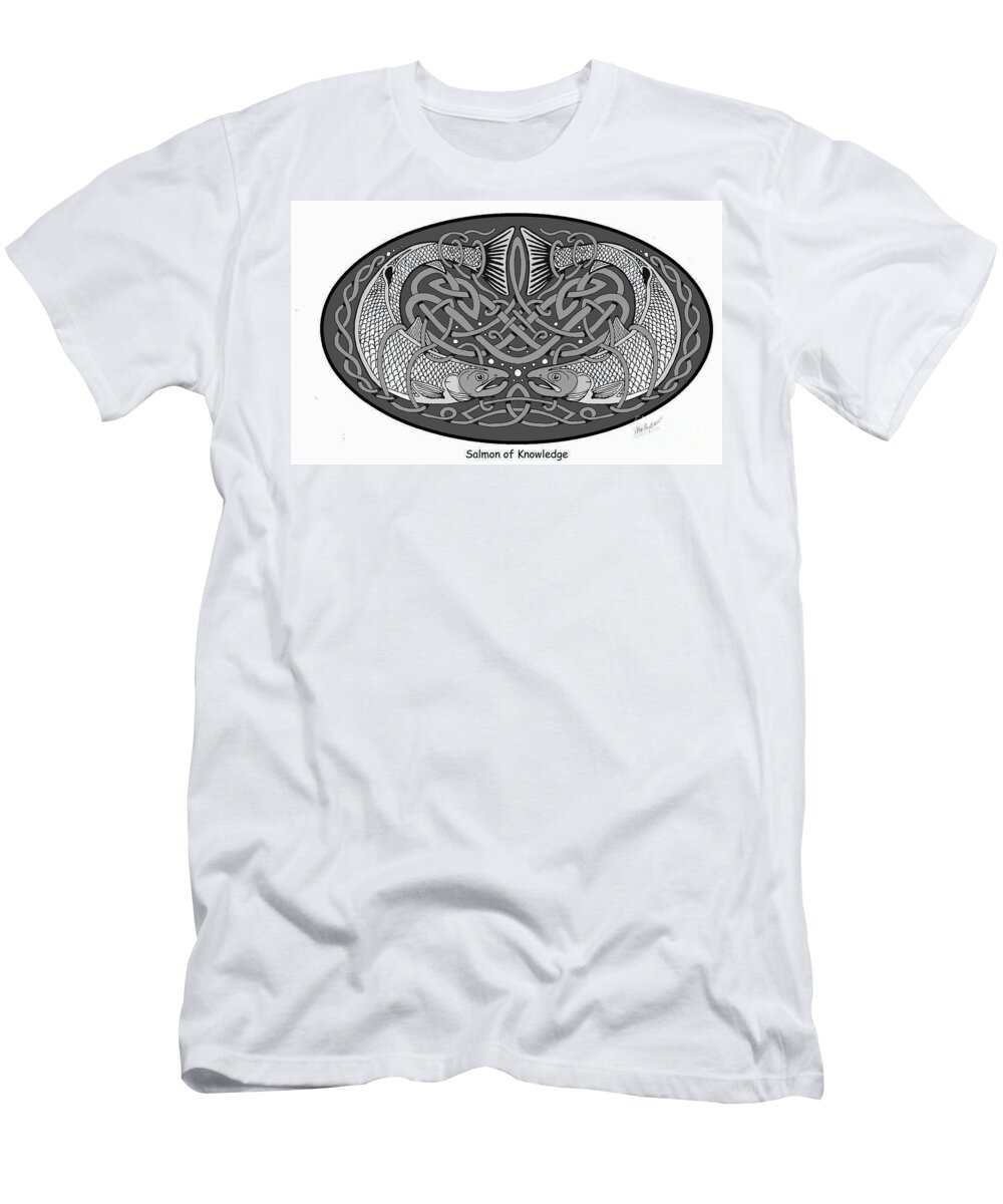 Celtic T-Shirt featuring the mixed media Celtic Salmon by Art MacKay