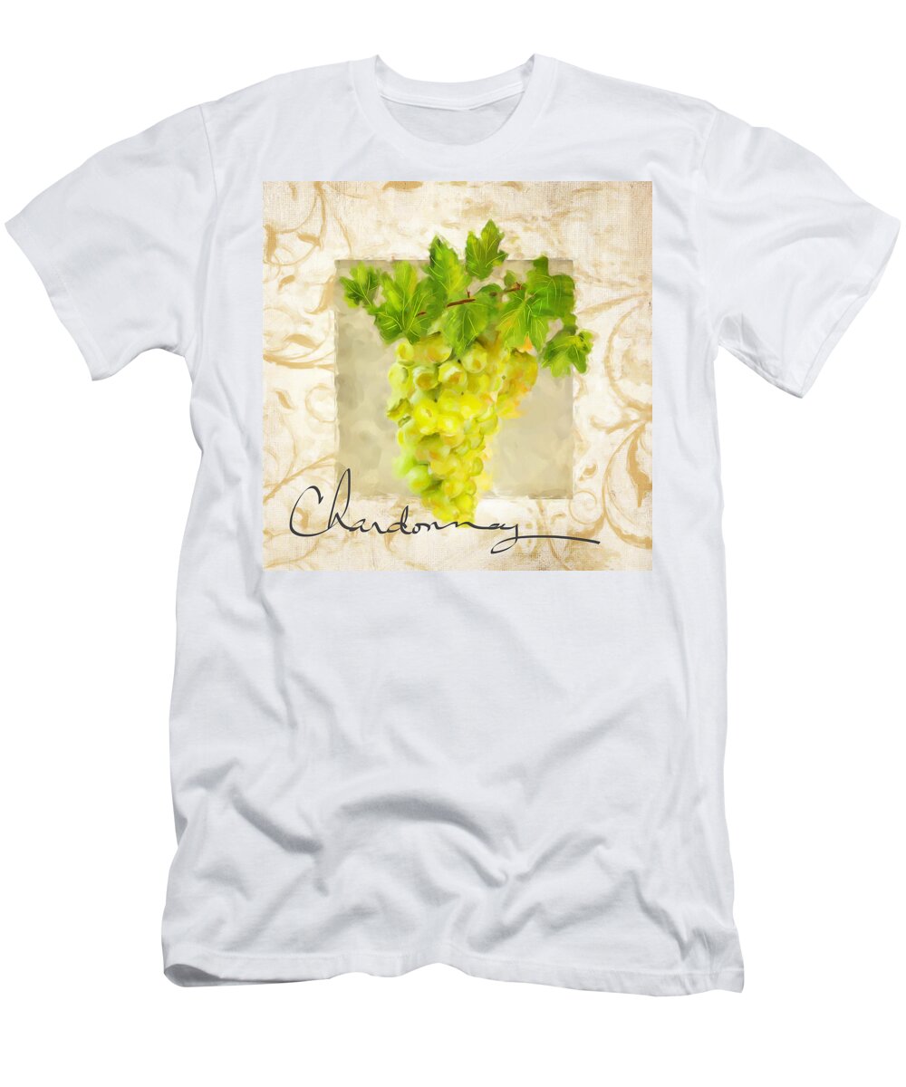 Wine T-Shirt featuring the painting Chardonnay by Lourry Legarde