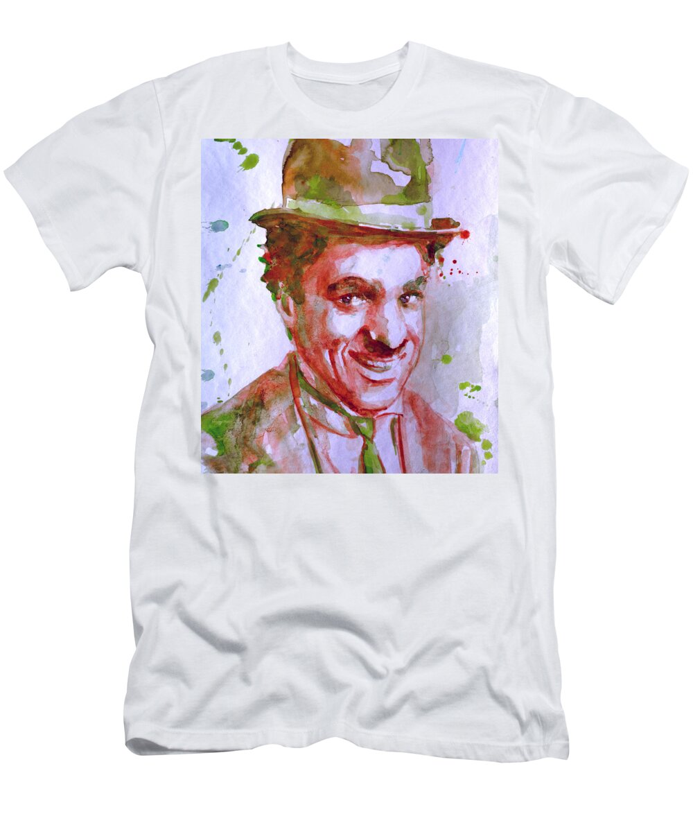 Chaplin T-Shirt featuring the painting Charlie Chaplin by Laur Iduc