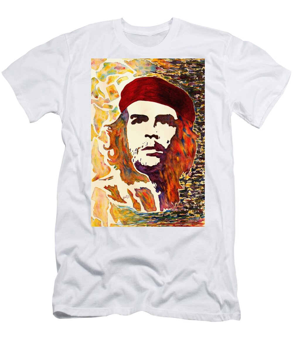 Che Guevara original watercolor T-Shirt by Georgeta Blanaru - Pixels