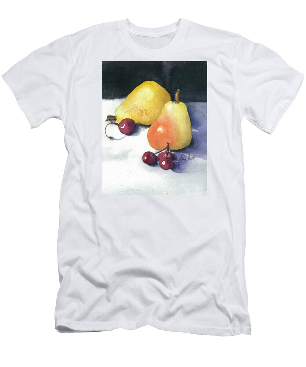 Fruit T-Shirt featuring the painting Cherries and Pears by Maria Hunt