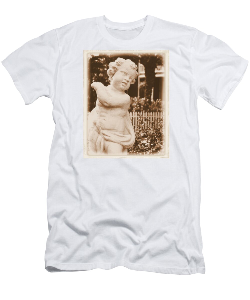 Cherub T-Shirt featuring the photograph Cherub in the Garden by Nadalyn Larsen