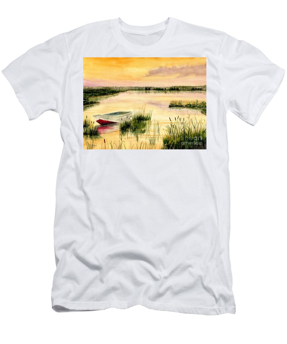Chesapeake Marsh T-Shirt featuring the painting Chesapeake Marsh by Melly Terpening