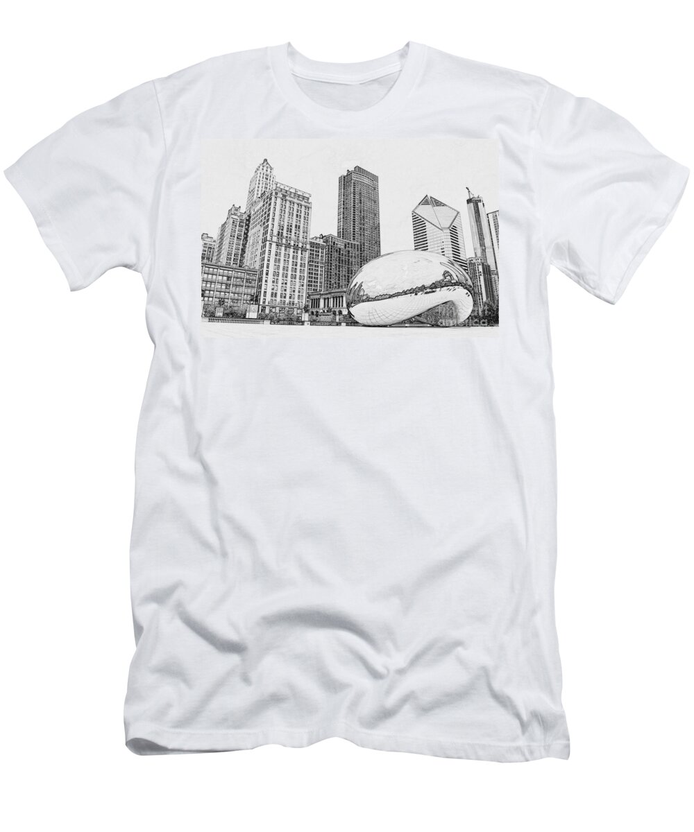 Chicago Bean T-Shirt featuring the digital art Chicago Bean Millennuim Par by Dejan Jovanovic