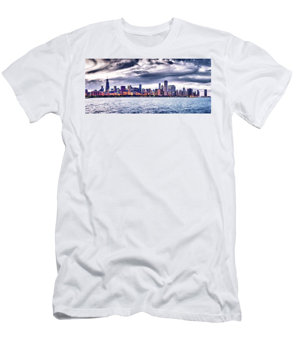 Chicago Skyline T-Shirt featuring the photograph Chicago skyline #5 by Patrick Warneka