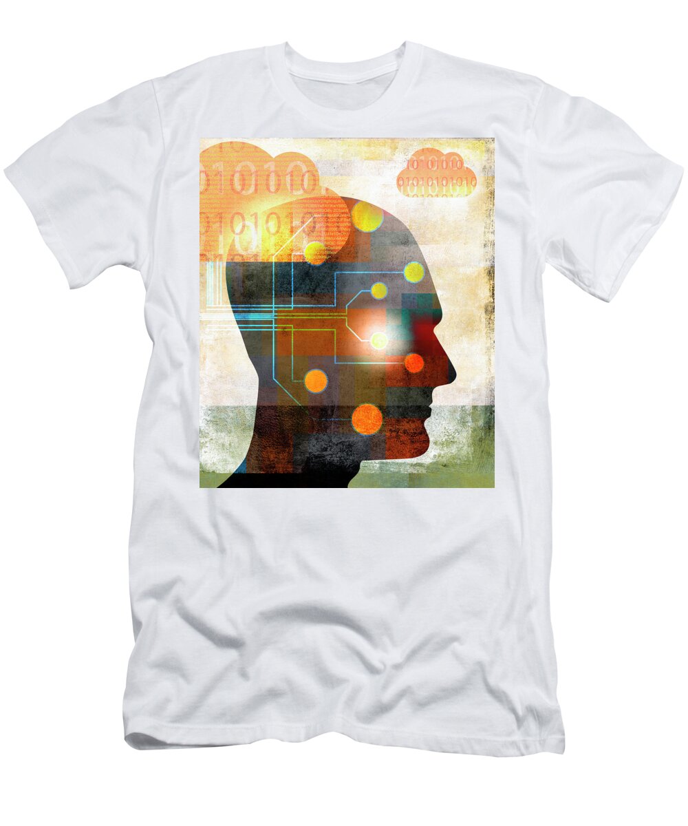 Access T-Shirt featuring the photograph Circuit Board Connecting Mans Head by Ikon Ikon Images
