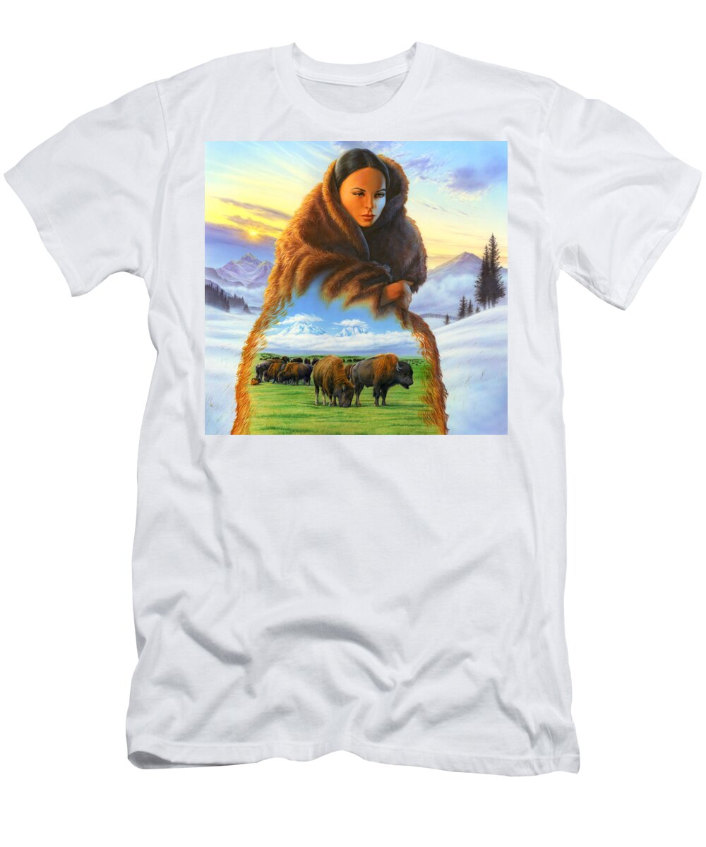 Adult T-Shirt featuring the photograph Cloak of Visions Buffalo by MGL Meiklejohn Graphics Licensing