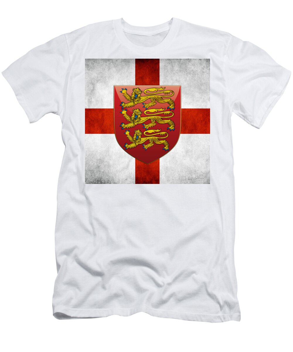 'world Heraldry' Collection By Serge Averbukh T-Shirt featuring the digital art Coat of Arms and Flag OF England by Serge Averbukh
