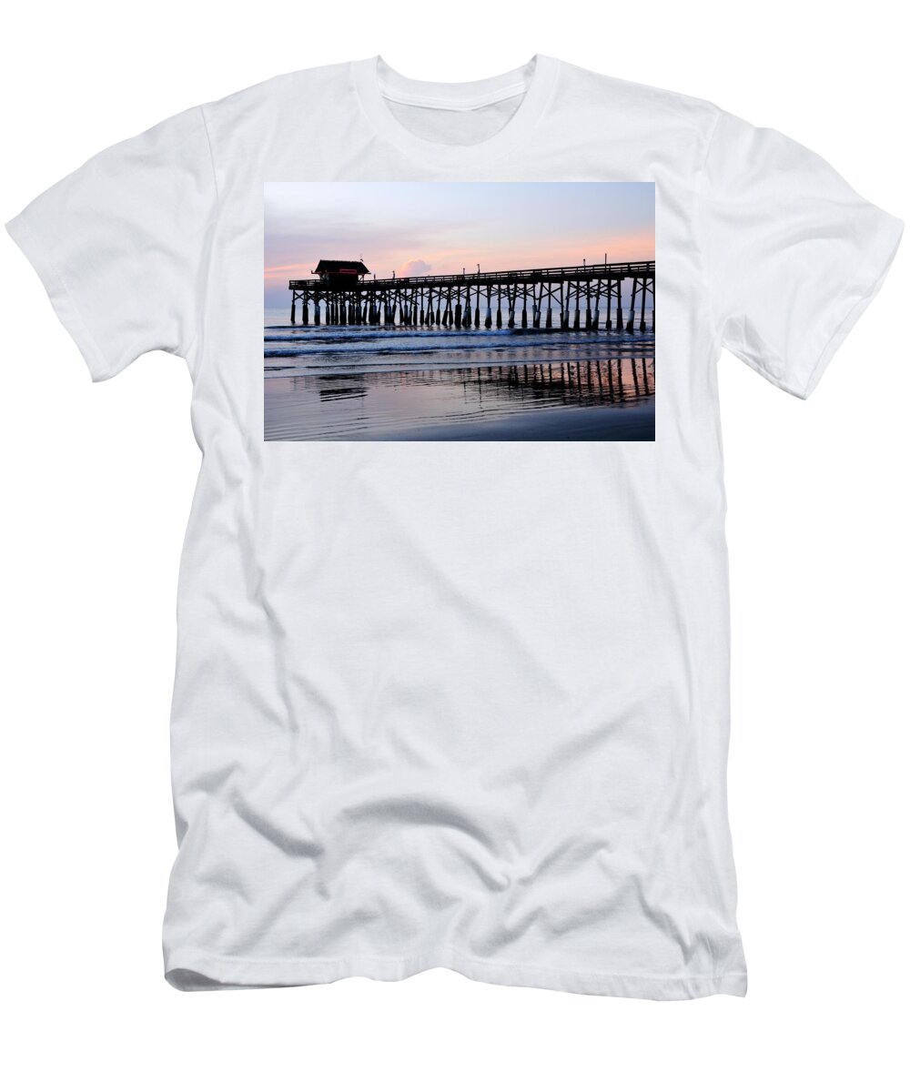 Pier T-Shirt featuring the photograph Cocoa Beach Pier in early morning by Bradford Martin