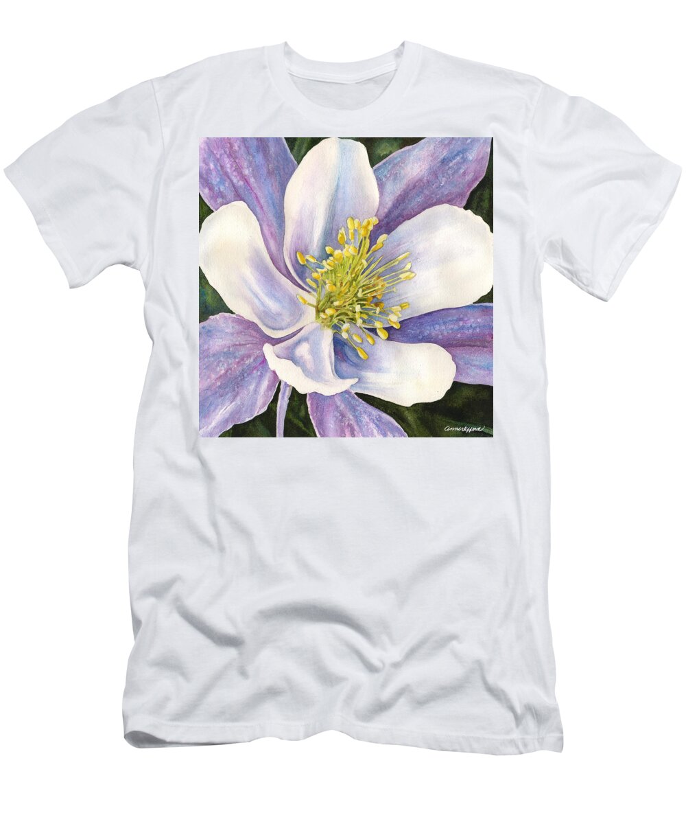 Columbine Painting T-Shirt featuring the painting Columbine Closeup by Anne Gifford