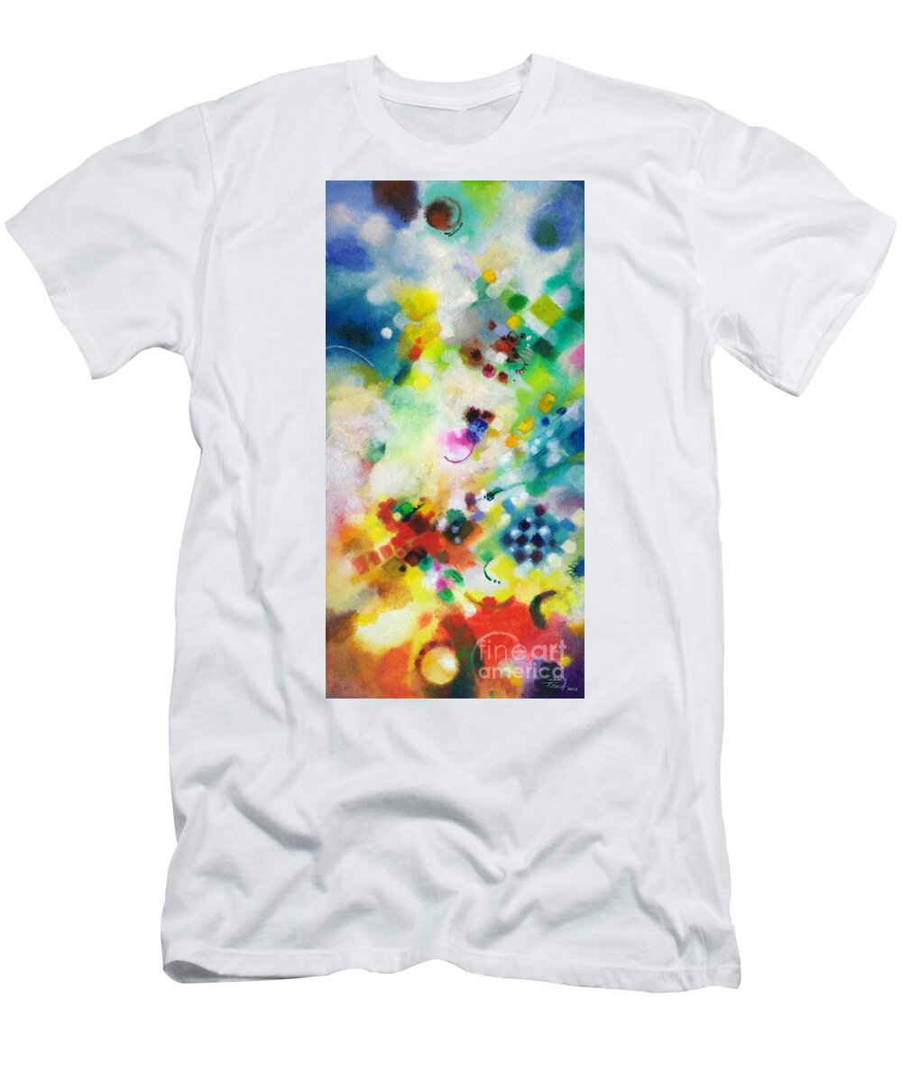 Abstract Painting T-Shirt featuring the painting Coming Together by Sally Trace