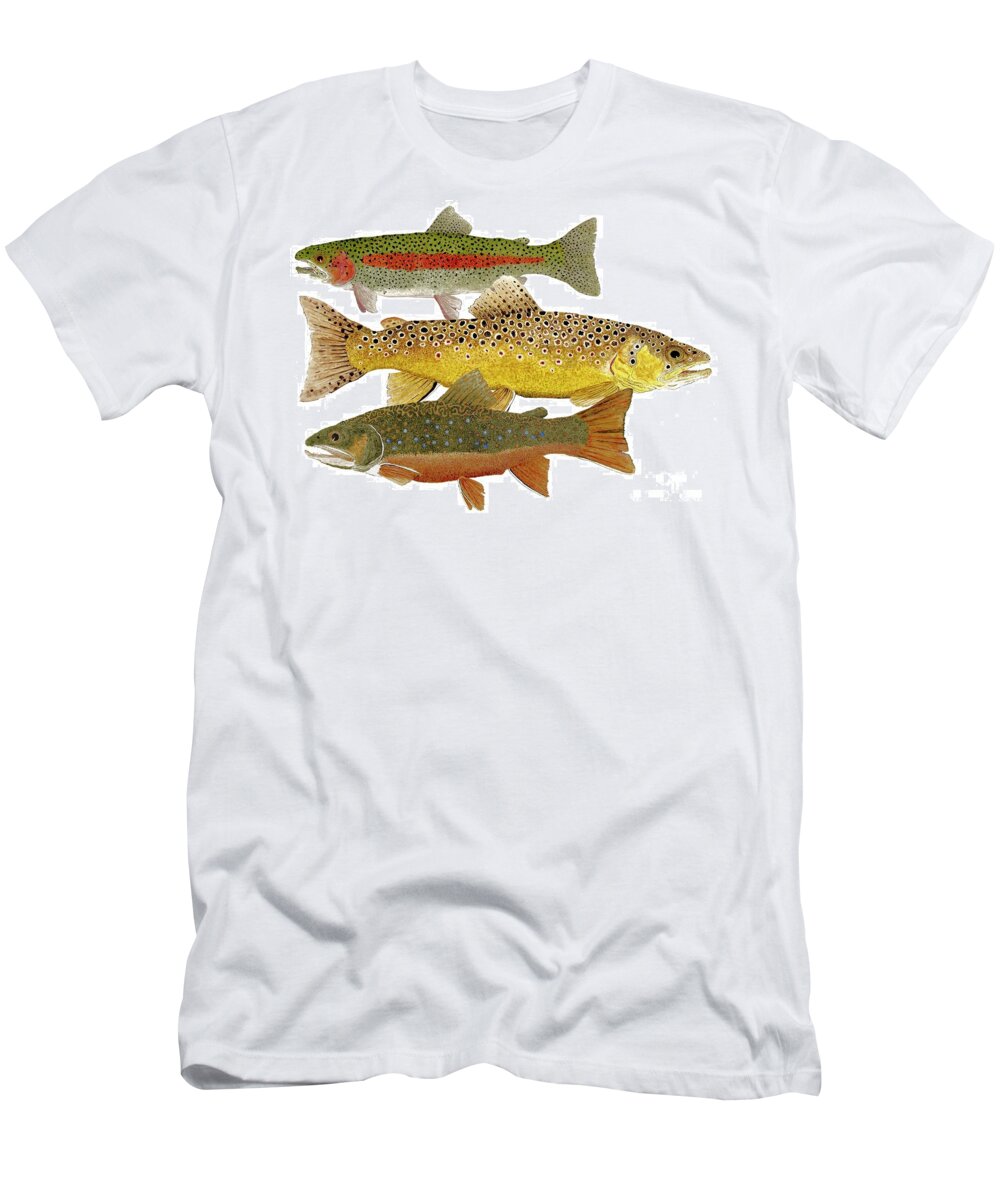 Common Trout Rainbow Brown and Brook T-Shirt by Thom Glace - Pixels