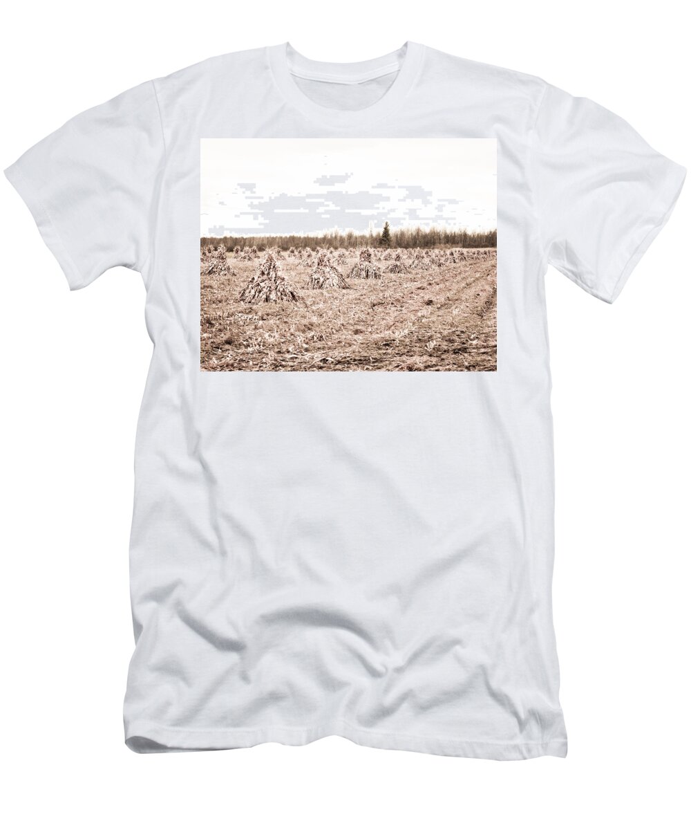Amish T-Shirt featuring the photograph Corn Shocks by Maggy Marsh