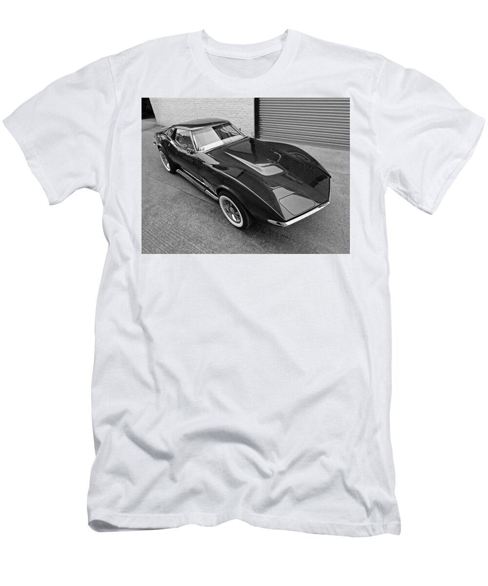 Classic Vette T-Shirt featuring the photograph Corvette C3 1968 in Black and White by Gill Billington