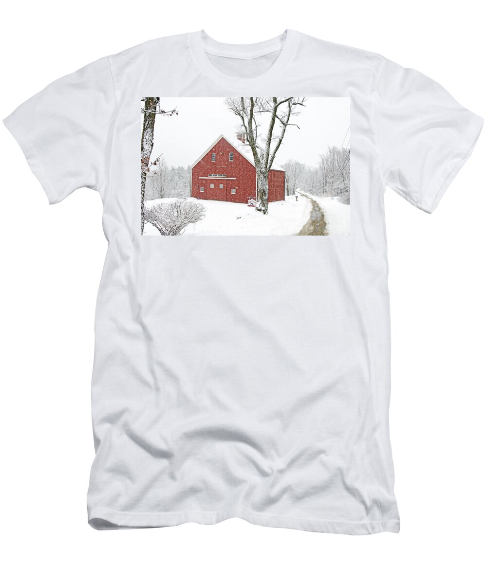 Barns T-Shirt featuring the photograph Country Snow by Donna Doherty
